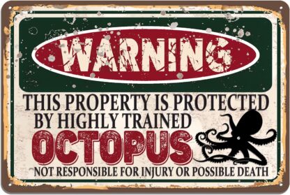 8x12 inch Octopus Metal Sign, Funny Wall Sign