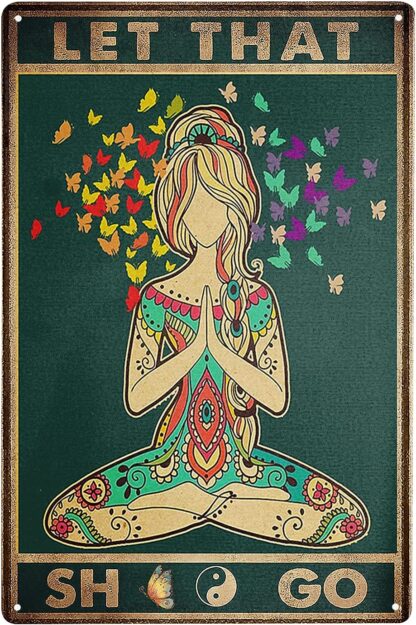 8x12 inch Retro Yoga Girl Tin Sign Wall Decor