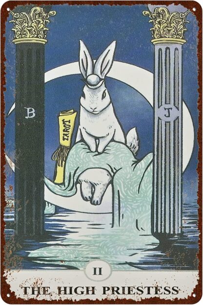 8x12 inch Vintage Rabbit Tin Signs - Funny Tarot Cards The high Priestess ii Signs