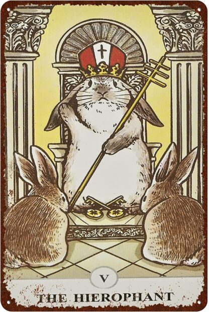 8x12 inch Vintage Rabbit Tin Signs - Funny Tarot Cards The Hierophant v Signs