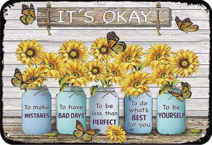 8x12 inch Sunflower It's Okay to Make Mistakes Funny Metal Novelty Sign