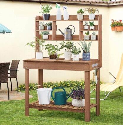 Brown Potting Bench Table - Germination Table & Outdoor Garden Work Bench