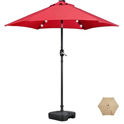 7.5FT Red LED Patio Market Solar Umbrella w/UV Protection &amp - Image 10