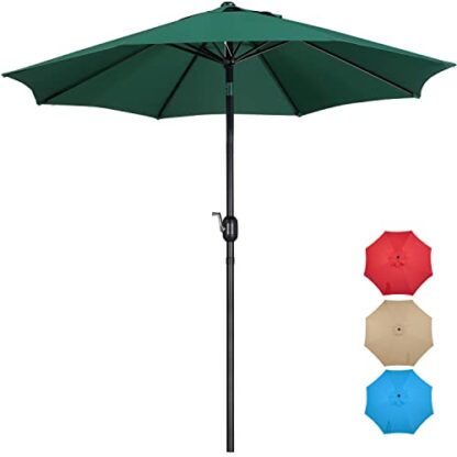 9FT Dark Green Patio Umbrella Market Table Umbrella Outdoor Canopy Umbrella - Image 9