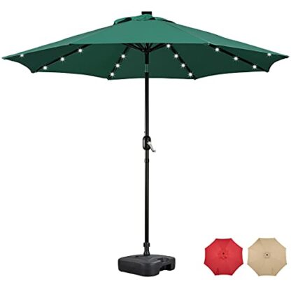 9FT Dark Green LED Patio Market Solar Umbrella w/UV Protection &amp - Image 10