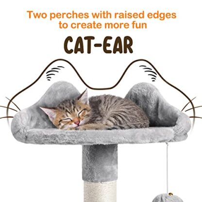 70in Light Gray Large Cat House Cat Tower Furniture with Padded Platform - Image 3