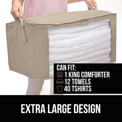 Beige Large Capacity 3 Pack Clothes Storage Bag Organizer, 90L - Image 9