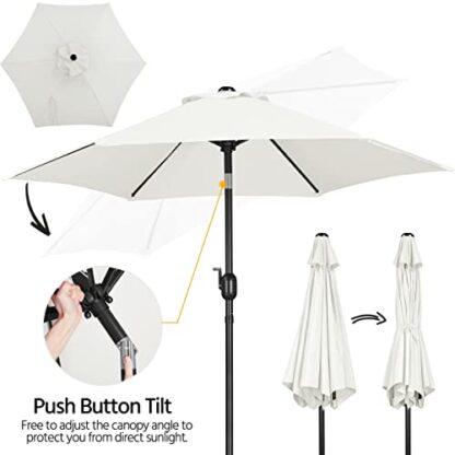 7.5FT Cream Patio Umbrella Outdoor Market Table Umbrella with 6 Sturdy Ribs - Image 4