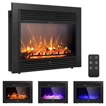 28.5-Inch Electric Fireplace Inserts, 750W/1500W Wall Recessed - Image 10