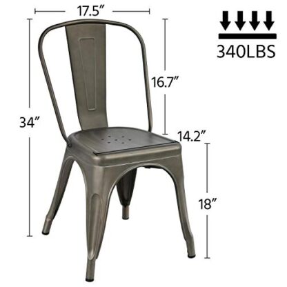 4PCS Metal Dining Chair Indoor/Outdoor Stackable Classic Trattoria Chair - Image 7