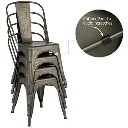 4PCS Metal Dining Chair Indoor/Outdoor Stackable Classic Trattoria Chair - Image 6