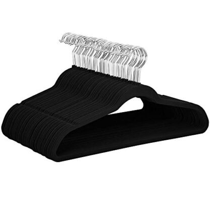 300PCS Black Non-Slip Velvet Hangers - Standard Hangers - Clothes Hangers - Image 6