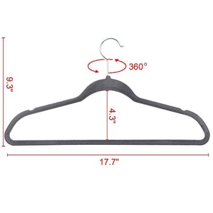 Pack of 100,Gray - Thin Non Slip Velvet Clothes Hangers - Image 8