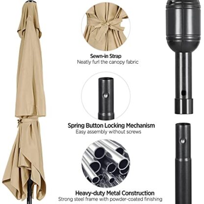 6.5x10FT Tan Rectangular Outdoor Patio Umbrella - Image 7