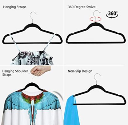 300PCS Black Non-Slip Velvet Hangers - Standard Hangers - Clothes Hangers - Image 3