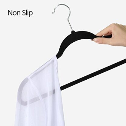 400PCS Black Non-Slip Velvet Hangers - Standard Hangers - Clothes Hangers - Image 4