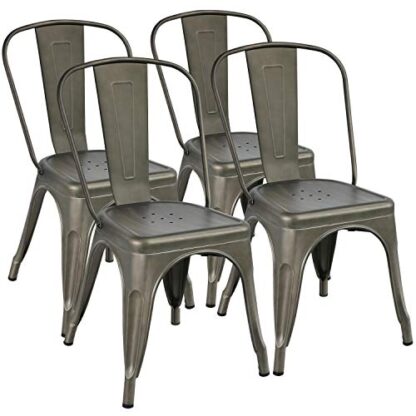 4PCS Metal Dining Chair Indoor/Outdoor Stackable Classic Trattoria Chair - Image 9