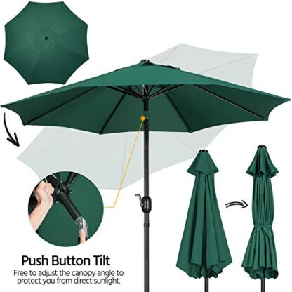 9FT Dark Green Market Umbrella Outdoor Patio Umbrella - Image 5