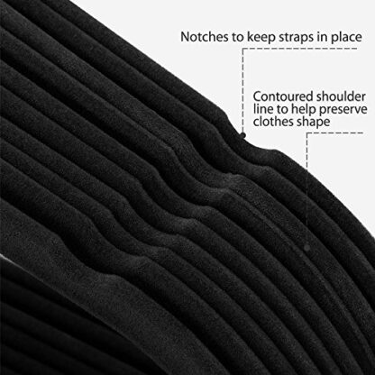 400PCS Black Non-Slip Velvet Hangers - Standard Hangers - Clothes Hangers - Image 2