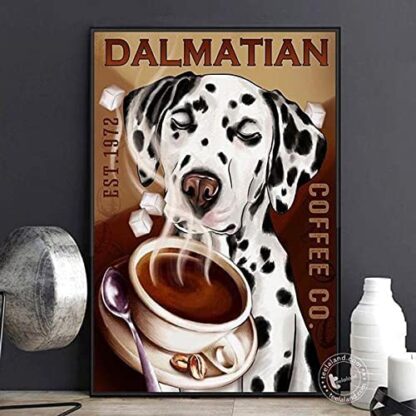 8x12 inch Dog Love Coffee Dalmatian Dog for Dog Lover Tin Sign