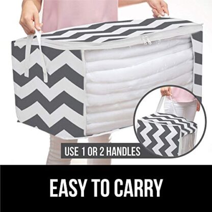 Chevron Gray White Large Capacity 4 Pack Clothes Storage Bag Organizer 90L - Image 2