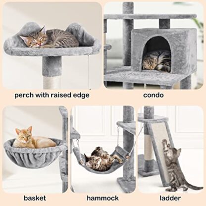 70in Light Gray Large Cat House Cat Tower Furniture with Padded Platform - Image 4