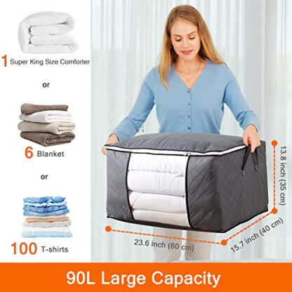 5 Pack Grey Clothes Storage Bags 90L Large Capacity Clothing Organizers - Image 7