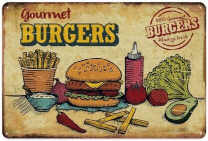 8x12 inch Metal Sign Burgers Aluminum Sign