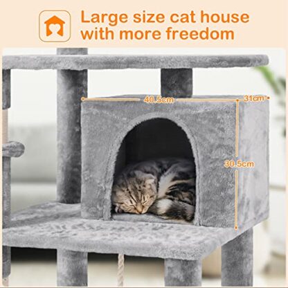 70in Light Gray Large Cat House Cat Tower Furniture with Padded Platform - Image 2