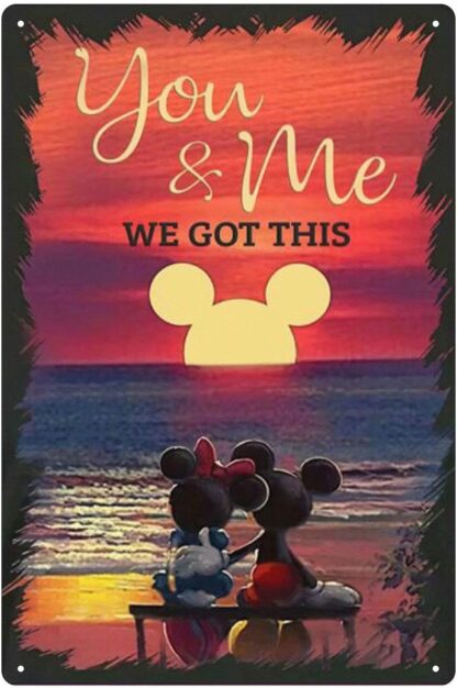 8x12 inch Tin Sign Vintage Mickey Minnie Poster Beach