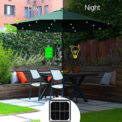 9FT Dark Green LED Patio Market Solar Umbrella w/UV Protection &amp - Image 6