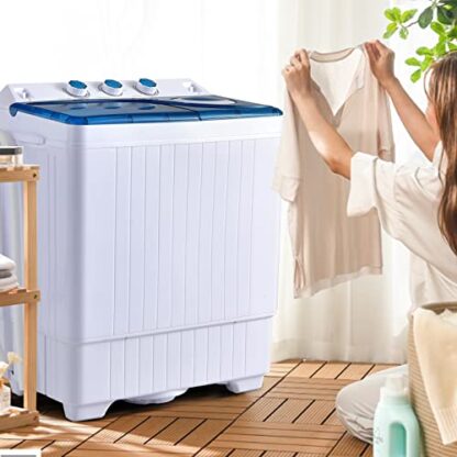 Blue Washing Machine, 2-in-1 Twin Tub 26lbs Capacity Washer(18lbs) and Spinner(8lbs) - Image 8