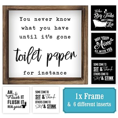 Brown Funny Farmhouse Signs - 6 Interchangeable Hilarious Sayings and Rustic Frame - Image 8