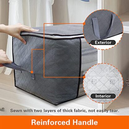 5 Pack Grey Clothes Storage Bags 90L Large Capacity Clothing Organizers - Image 5