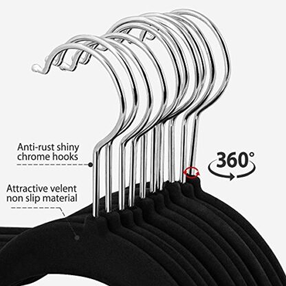 300PCS Black Non-Slip Velvet Hangers - Standard Hangers - Clothes Hangers - Image 2