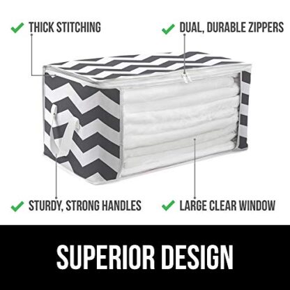 Chevron Gray White Large Capacity 4 Pack Clothes Storage Bag Organizer 90L - Image 6