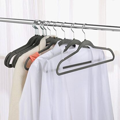 Pack of 100,Gray - Thin Non Slip Velvet Clothes Hangers - Image 6