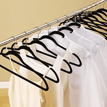 400PCS Black Non-Slip Velvet Hangers - Standard Hangers - Clothes Hangers - Image 6