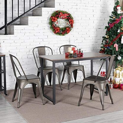 4PCS Metal Dining Chair Indoor/Outdoor Stackable Classic Trattoria Chair - Image 8