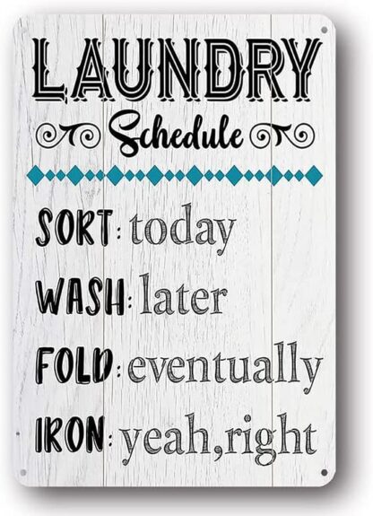 8x12 inch Vintage Laundry Room Aluminum | Laundry Schedule Funny Rules