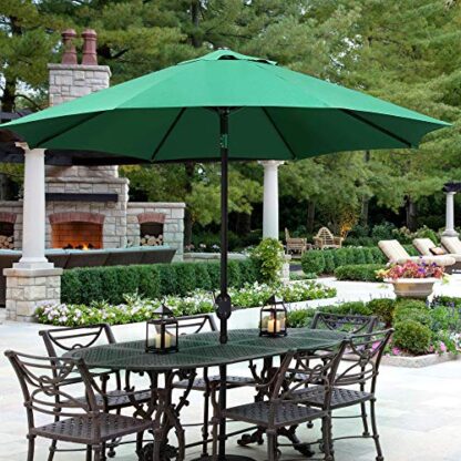 9FT Dark Green Market Umbrella Outdoor Patio Umbrella - Image 7