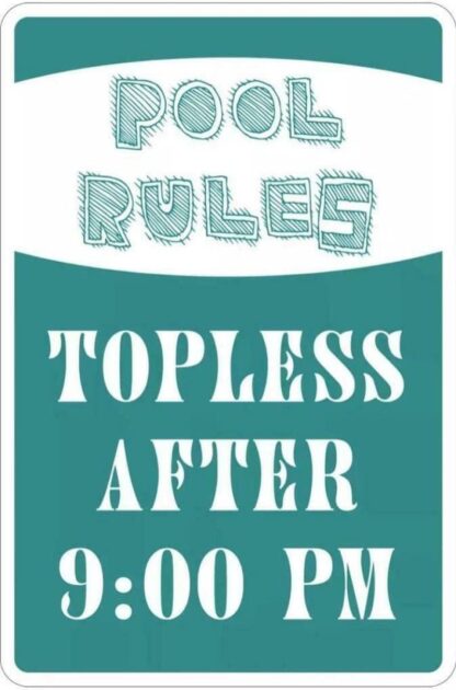 8x12 inch Metal Signs Pool Rule Topless After 9 Retro Tin Sign