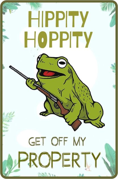 8x12 inch Get Off My Property Frog Retro Tin Signs