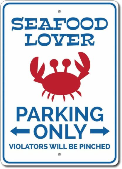 8x12 inch Tin Signs Seafood Lover Parking Sign Crab Sign