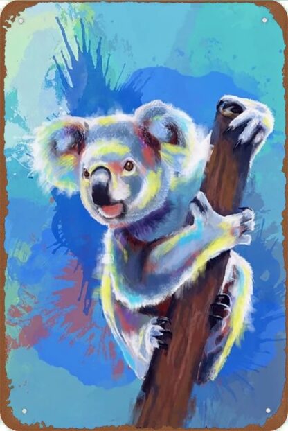 8x12 inch Nostalgic Ornament Tin Sign Cute Colorful Koala Antique