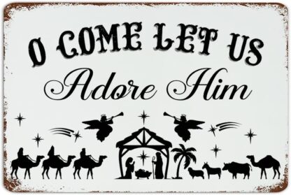 8x12 inch Fashion Chic Metal Tin Sign O Come Let Us Adore Him Home Décor