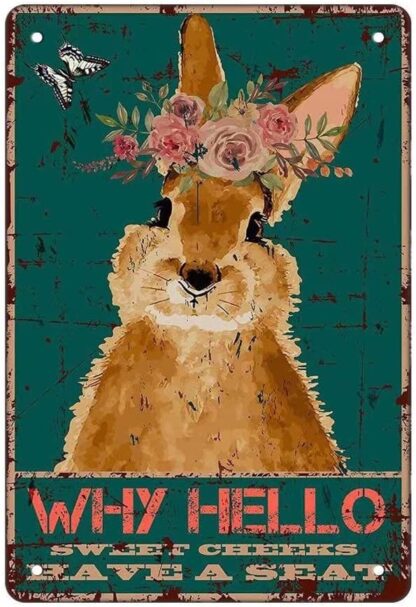 8x12 inch Retro Signs Tin Sign Cute Rabbit Retro Metal Tin Sign