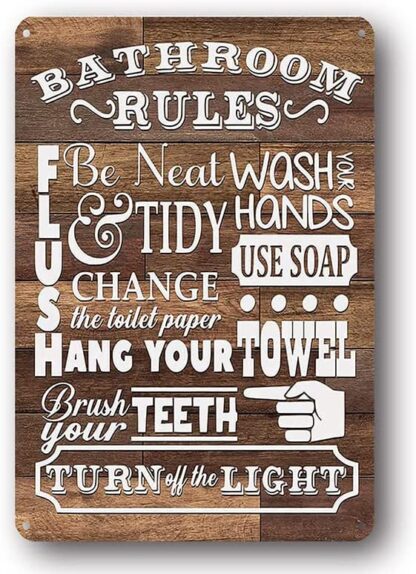 8x12 inch Rustic Bathroom Funny Rules Metal Signs