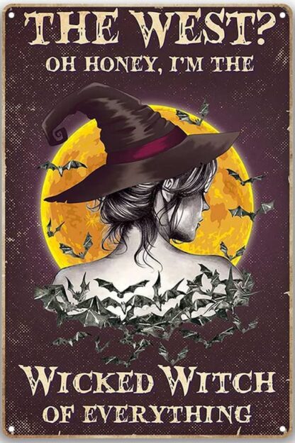 8x12 inch Halloween Tin Witch Sign Halloween Day The West