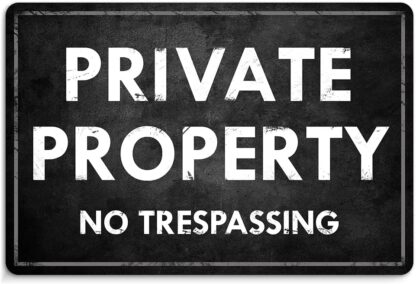 8x12 inch Private Property Metal Sign Plaque Black White Tin Signs